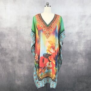 Monroe And Maine Womens Caftan Medium Muumuu Resort Roper Eclectic Maximalist